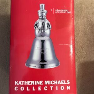 KATHERINE MICHAELS silverplated snowman bell